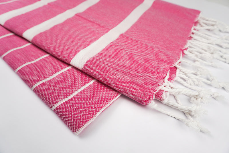 Pink White Stripes - %100 ORIGINAL TURKISH COTTON TOWELS