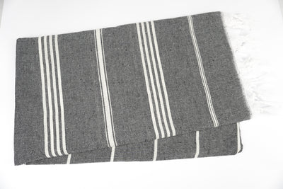 Dark Grey White Stripes - %100 ORIGINAL TURKISH COTTON TOWELS