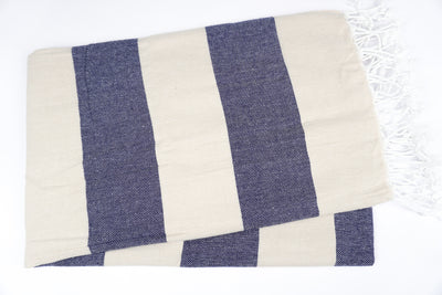 Navy Grey Stripes - %100 ORIGINAL TURKISH COTTON TOWELS