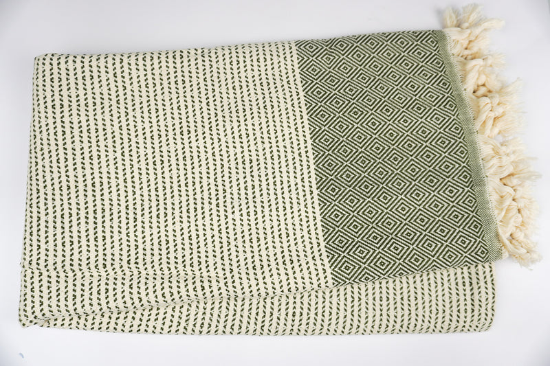 Petroleum Green Stripe Diamond - %100 Original Turkish Cotton Towels