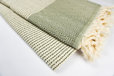 Petroleum Green Stripe Diamond - %100 Original Turkish Cotton Towels