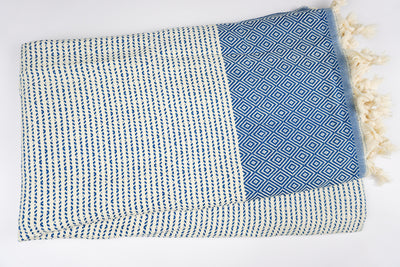 Blue Stripe Diamond - %100 Original Turkish Cotton Towels