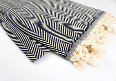 Navy Zigzag - %100 Original Turkish Cotton Towels