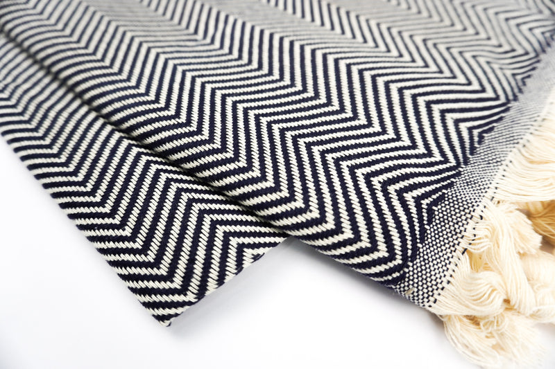 Navy Zigzag - %100 Original Turkish Cotton Towels