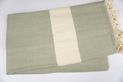 Natural Grey Zigzag - %100 Original Turkish Cotton Towels