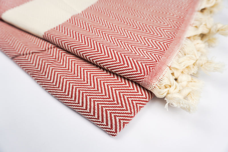 Red Zigzag - %100 Original Turkish Cotton Towels