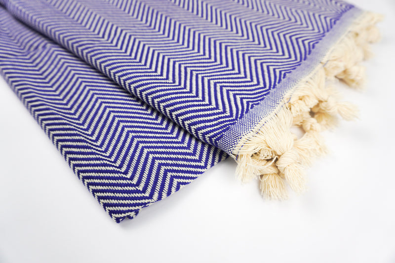 Blue Zigzag - %100 Original Turkish Cotton Towels