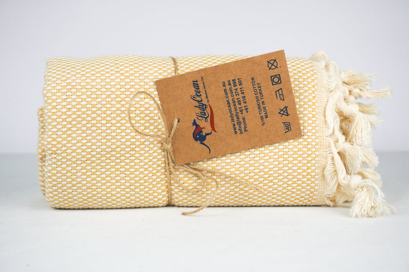 %100 Original Turkish Cotton Towels - Yellow Square