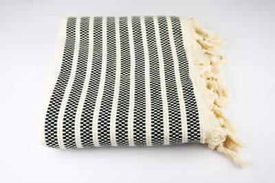 Dark Green Square Stripes - %100 Original Turkish Cotton Towels
