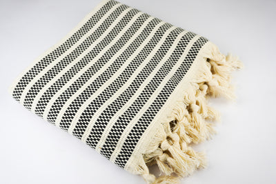 Dark Grey Square Stripes - %100 Original Turkish Cotton Towels