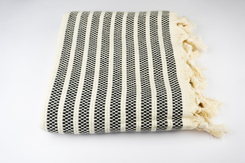 Dark Grey Square Stripes - %100 Original Turkish Cotton Towels