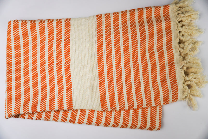 Orange Square Stripes - %100 Original Turkish Cotton Towels