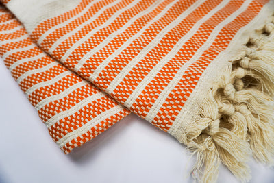 Orange Square Stripes - %100 Original Turkish Cotton Towels