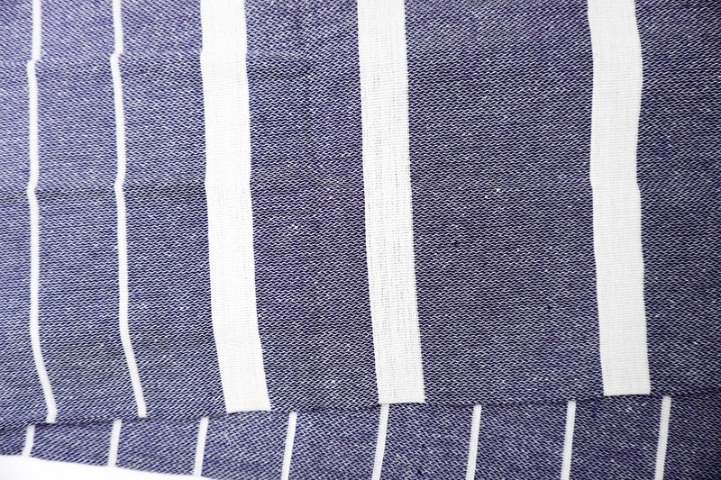 Navy Blue White Stripes - %100 ORIGINAL TURKISH COTTON TOWELS