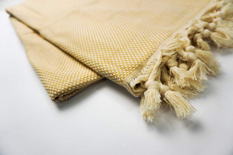 %100 Original Turkish Cotton Towels - Yellow Square