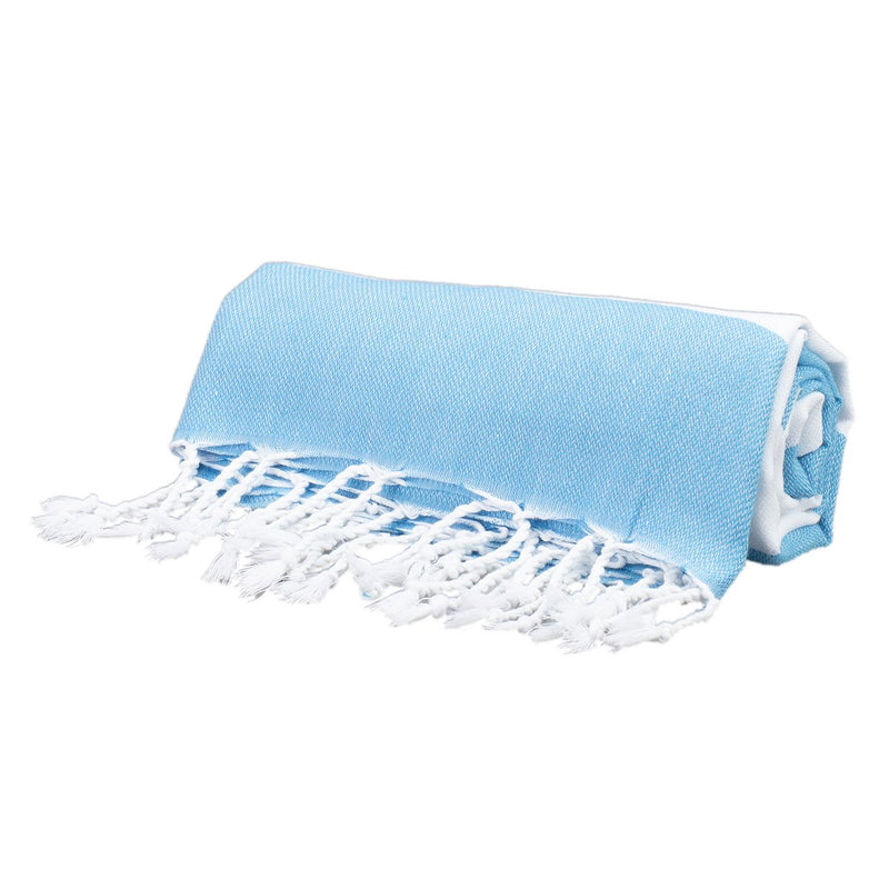 %100 ORIGINAL TURKISH COTTON TOWELS - LIGHT BLUE WHITE STRIPES