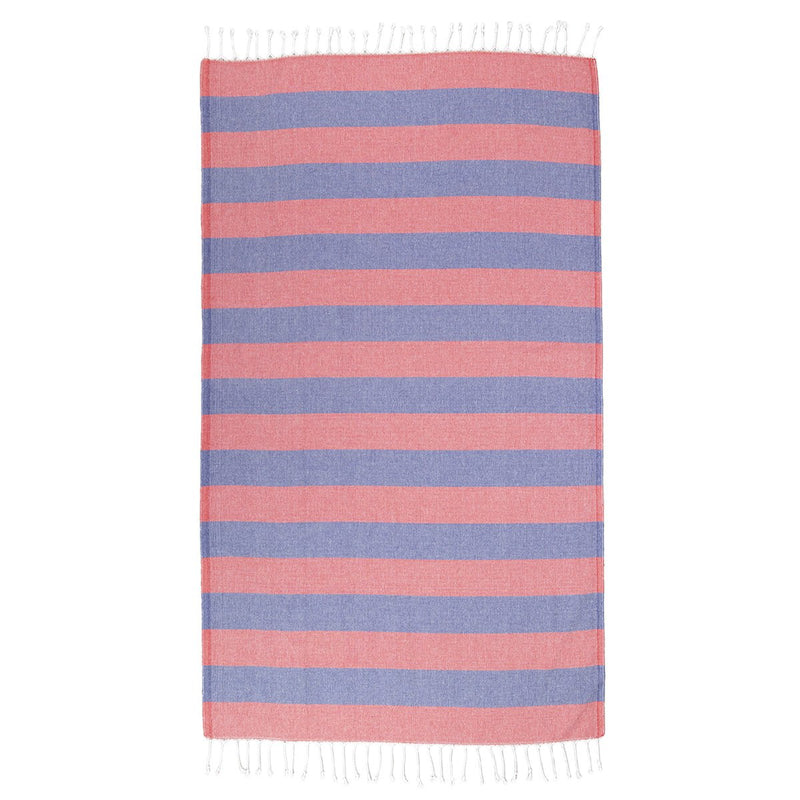 %100 ORIGINAL TURKISH COTTON TOWELS - RED NAVY STRIPES