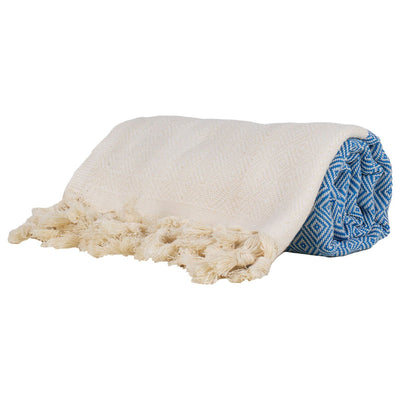 %100 Original Turkish Cotton Towels - PALE BLUE DIAMOND