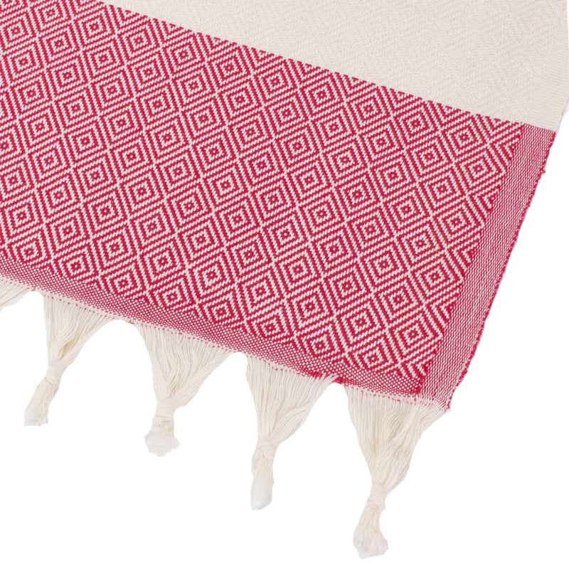%100 Original Turkish Cotton Towels - RED AND WHITE DIAMOND