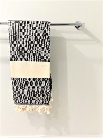 %100 Original Turkish Cotton Towels -Black&White