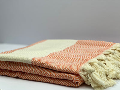 Orange Shark Zigzag - %100 Original Turkish Cotton Towels