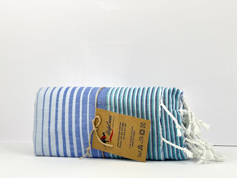 Blue Stripes - %100 ORIGINAL TURKISH COTTON TOWELS