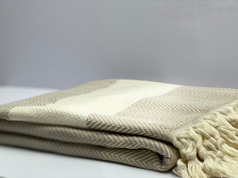 Natural Shark Zigzag - %100 Original Turkish Cotton Towels