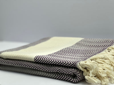 Dark Purple Shark Zigzag - %100 Original Turkish Cotton Towels