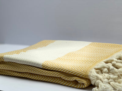 Yellow Shark Zigzag - %100 Original Turkish Cotton Towels