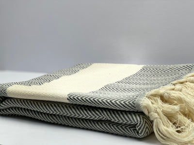 Dark Grey Shark Zigzag - %100 Original Turkish Cotton Towels