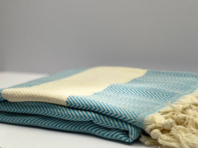 Blue Shark Zigzag - %100 Original Turkish Cotton Towels