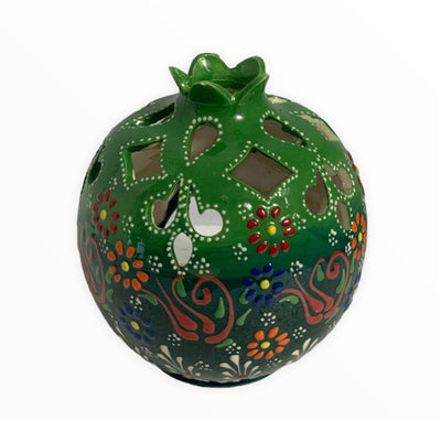 Handmade Ceramic Candle Holder - Full Green