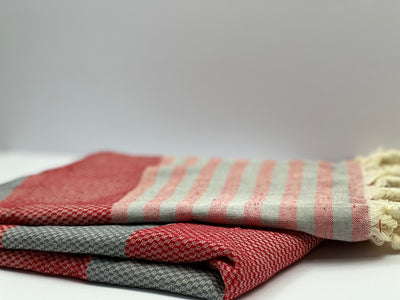 Red Grey - %100 ORIGINAL TURKISH COTTON TOWELS