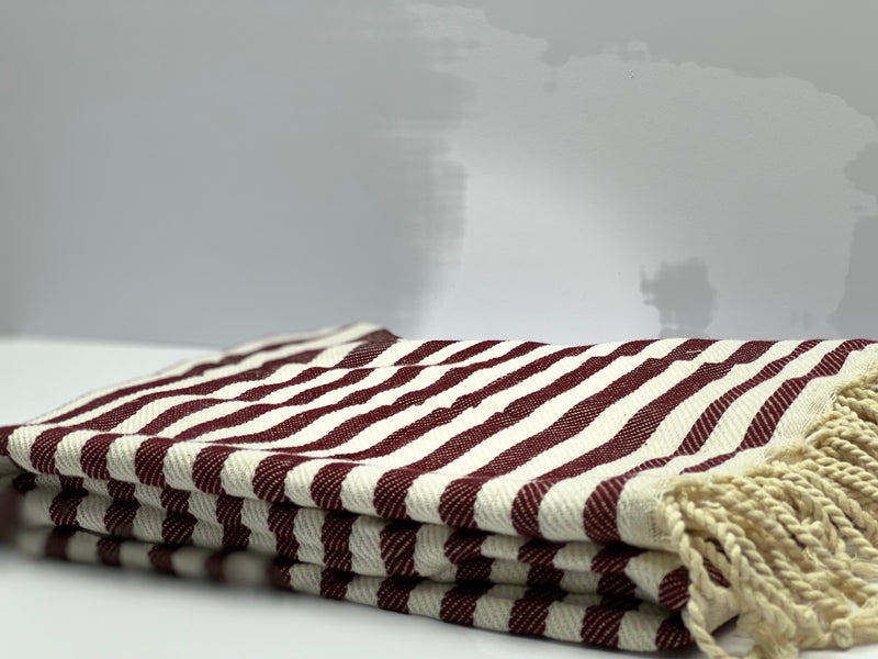 Dark Red Stripes - %100 Original Turkish Cotton Towels