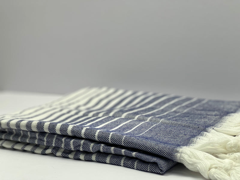 Navy White Stripes - %100 Original Turkish Cotton Towels