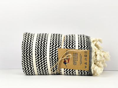 Black White Zigzag - %100 Original Turkish Cotton Towels