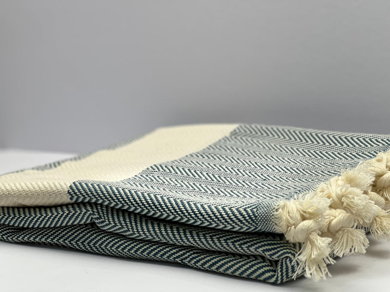 Dark Green Zigzag - %100 Original Turkish Cotton Towels