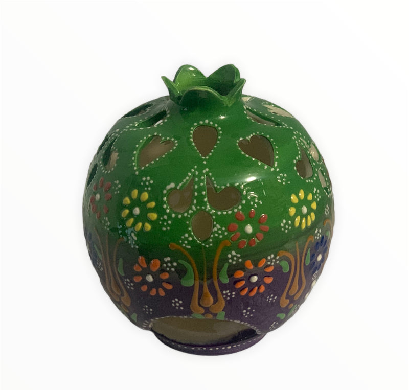 Handmade Ceramic Candle Holder - GreenPurple
