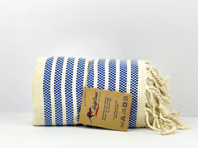 Blue Square Stripes  - %100 Original Turkish Cotton Towels