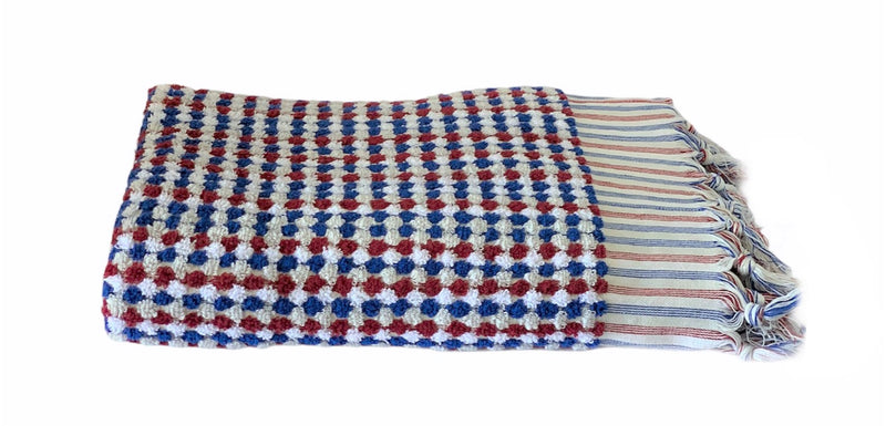 RAINBOW POMPOM TOWEL - ROYAL