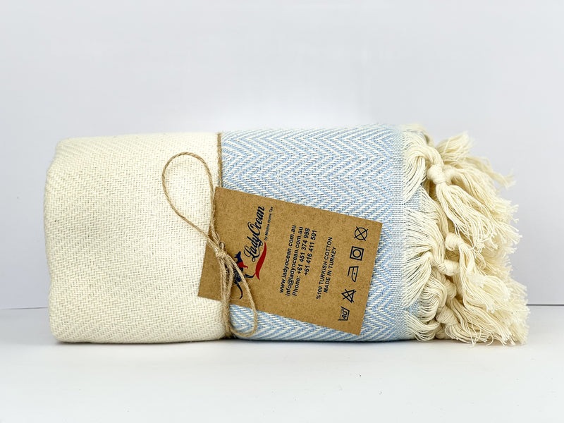 Baby Blue Shark Zigzag - %100 Original Turkish Cotton Towels