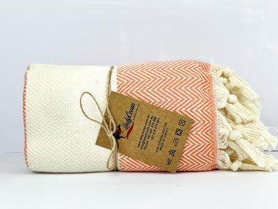 Orange Shark Zigzag - %100 Original Turkish Cotton Towels