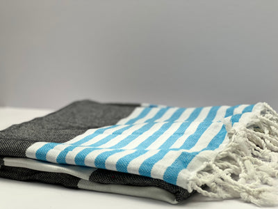Black Blue Stripes - %100 ORIGINAL TURKISH COTTON TOWELS