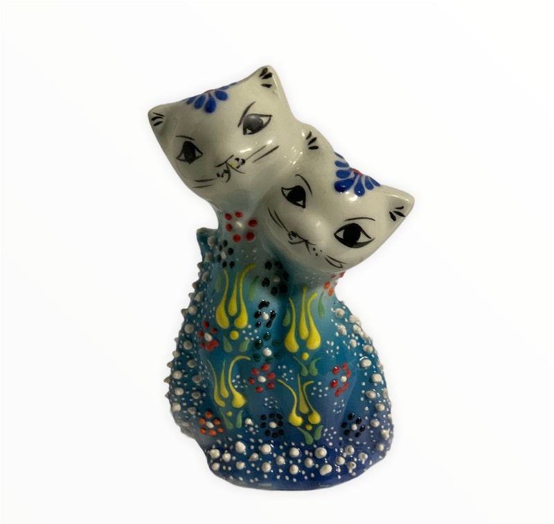 Hand painted Turkish Ceramic Twin Cat