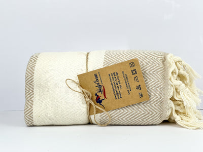 Light Brown Shark Zigzag - %100 Original Turkish Cotton Towels