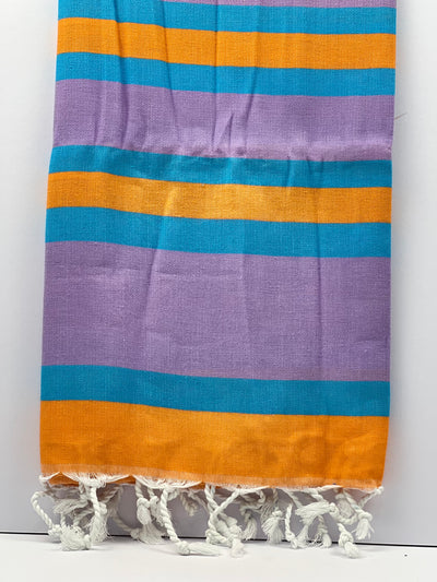Orange Purple Blue Stripes - %100 ORIGINAL TURKISH COTTON TOWELS