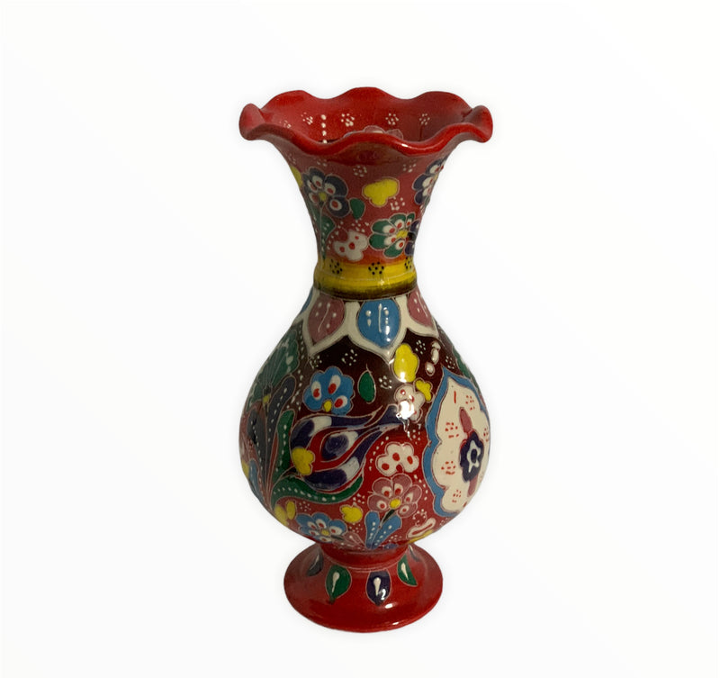 Red-Handmade & Hand Painted Ceramic Vase