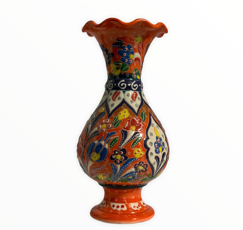 Orange-Handmade & Hand Painted Ceramic Vase