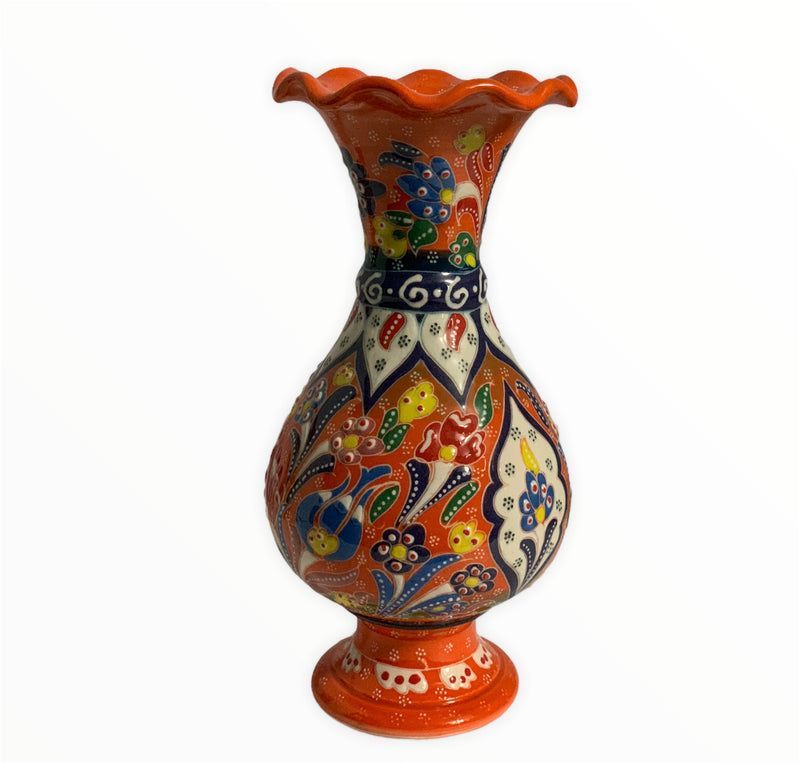 Orange-Handmade & Hand Painted Ceramic Vase