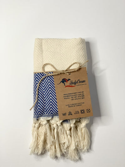 Dark Blue Fish-Back design Turkish Towel 100% Cotton
